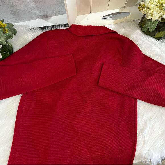 NEW Ann Taylor Loft Merino Wool Ribbed Shawl Collar Cardigan Sweater Red XS NWT - Picture 13 of 14